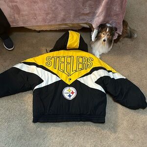 Steelers Pro Player vintage color block black white and yellow jacket